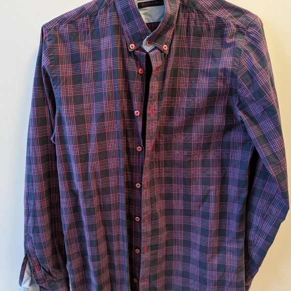 Blue Industry Perfect Fit Shirt Size 39, navy and pink plaid - Picture 10 of 10